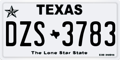TX license plate DZS3783