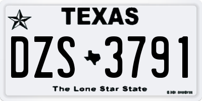 TX license plate DZS3791