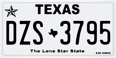 TX license plate DZS3795