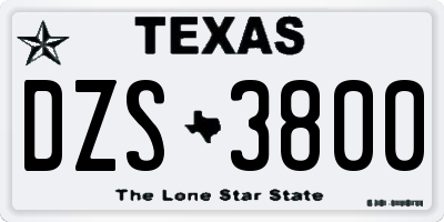 TX license plate DZS3800