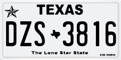 TX license plate DZS3816