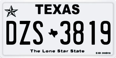 TX license plate DZS3819