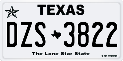 TX license plate DZS3822