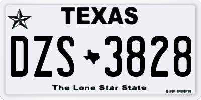 TX license plate DZS3828