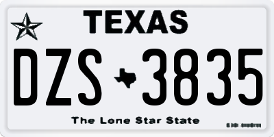 TX license plate DZS3835