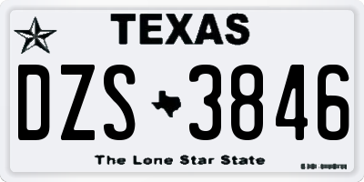 TX license plate DZS3846