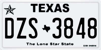 TX license plate DZS3848