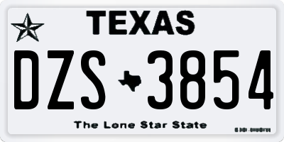 TX license plate DZS3854