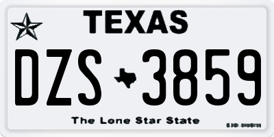TX license plate DZS3859