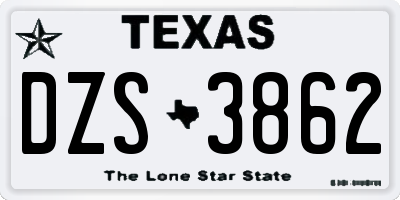 TX license plate DZS3862