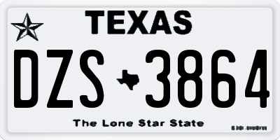 TX license plate DZS3864