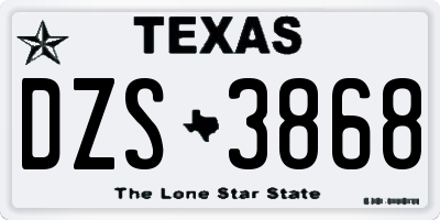 TX license plate DZS3868
