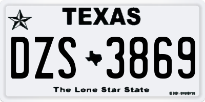 TX license plate DZS3869