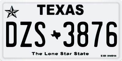 TX license plate DZS3876