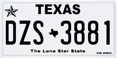 TX license plate DZS3881