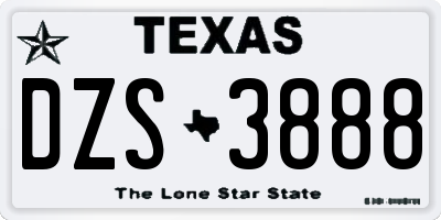 TX license plate DZS3888