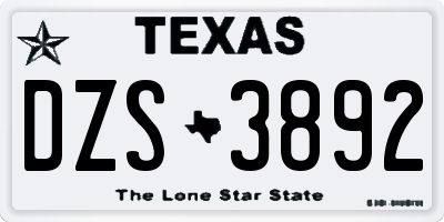 TX license plate DZS3892