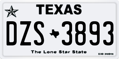 TX license plate DZS3893