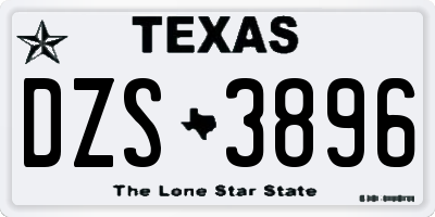 TX license plate DZS3896