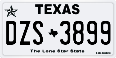 TX license plate DZS3899