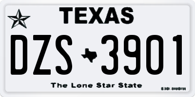 TX license plate DZS3901