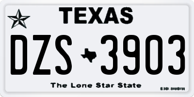 TX license plate DZS3903