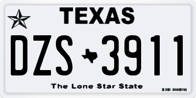 TX license plate DZS3911