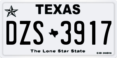 TX license plate DZS3917