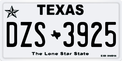 TX license plate DZS3925