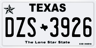 TX license plate DZS3926