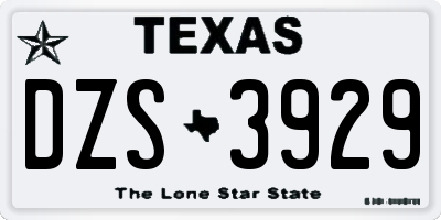 TX license plate DZS3929