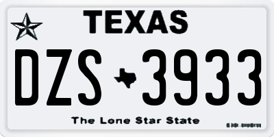 TX license plate DZS3933