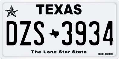 TX license plate DZS3934