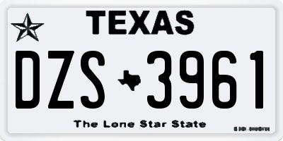 TX license plate DZS3961