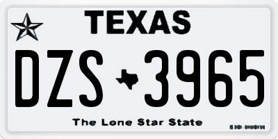 TX license plate DZS3965