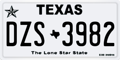 TX license plate DZS3982