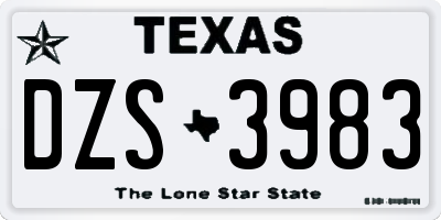 TX license plate DZS3983