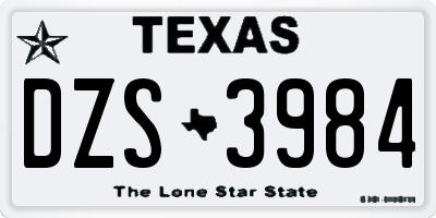 TX license plate DZS3984