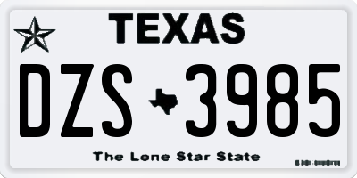 TX license plate DZS3985