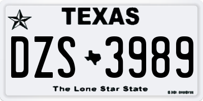 TX license plate DZS3989