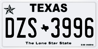 TX license plate DZS3996