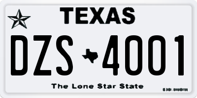 TX license plate DZS4001
