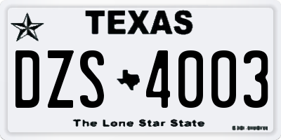TX license plate DZS4003