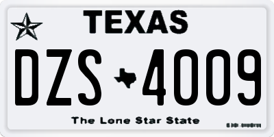 TX license plate DZS4009