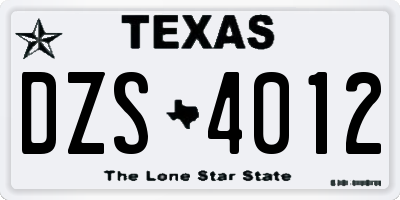 TX license plate DZS4012
