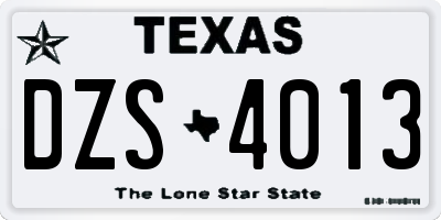 TX license plate DZS4013