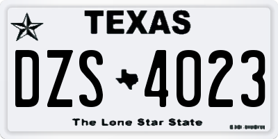 TX license plate DZS4023