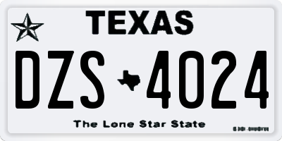 TX license plate DZS4024
