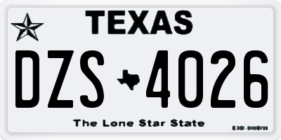 TX license plate DZS4026