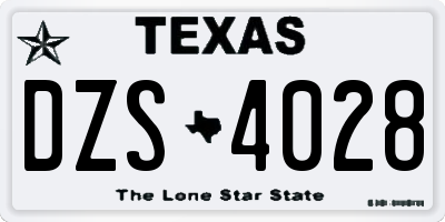 TX license plate DZS4028